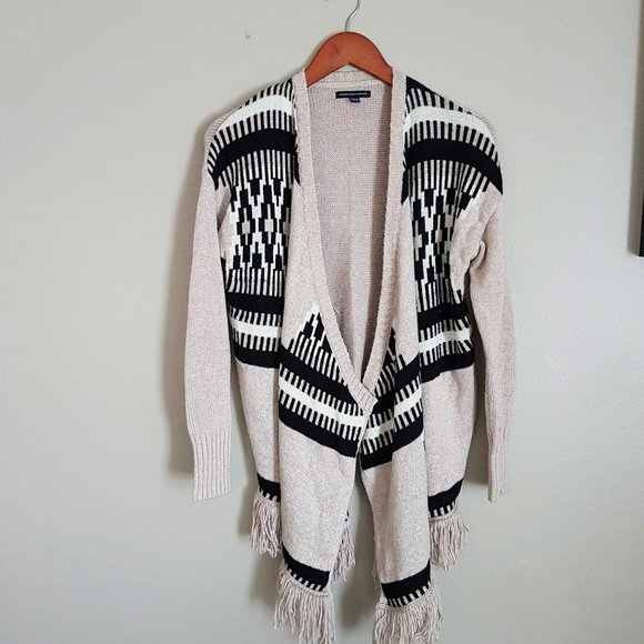 AEO hi-lo open cardigan - shrug with fringe - Picture 1 of 4